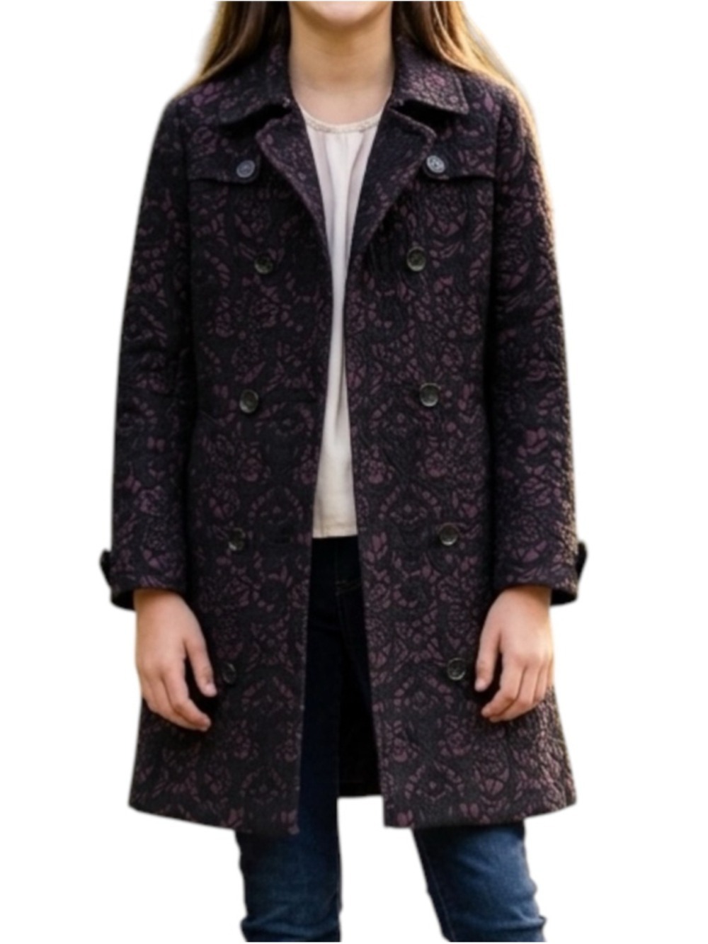 Burberry Trench Coat Jacket Size 12 Years Burgundy Black